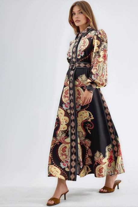 Muster Maxi-Kleid mit Gürtel - Image 5