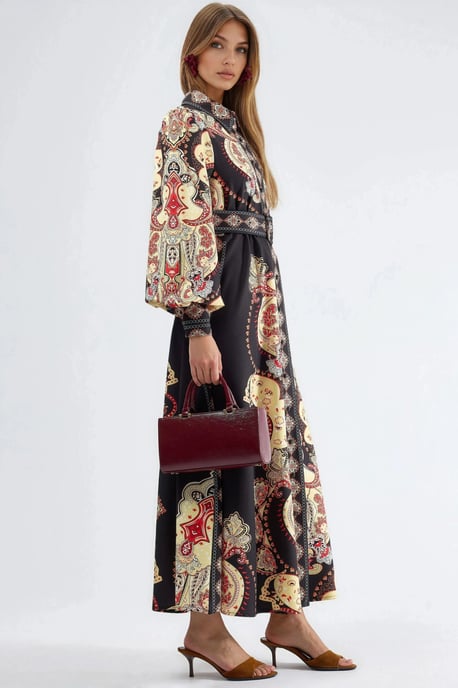 Muster Maxi-Kleid mit Gürtel - Image 6