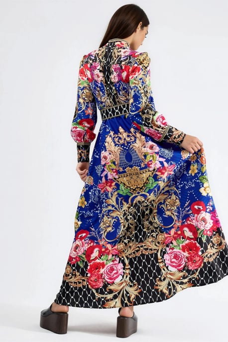 Blumenmuster Maxi-Kleid mit Gürtel - Image 3