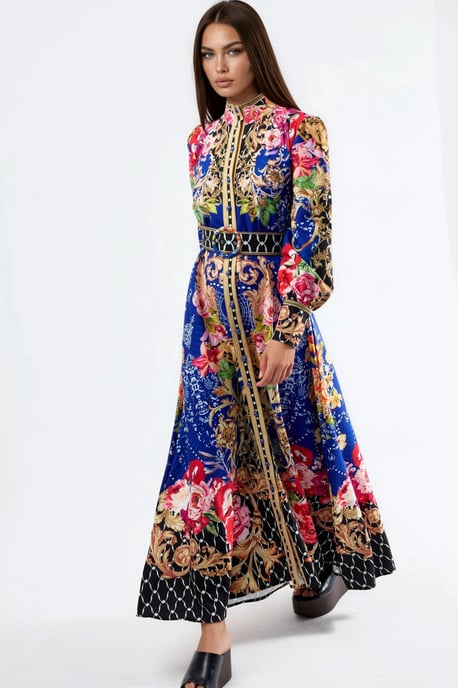 Blumenmuster Maxi-Kleid mit Gürtel - Image 4