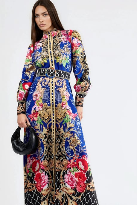 Blumenmuster Maxi-Kleid mit Gürtel - Image 5