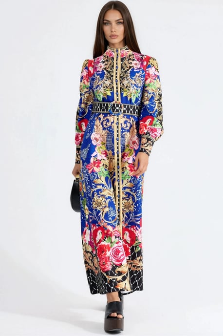 Blumenmuster Maxi-Kleid mit Gürtel - Image 6
