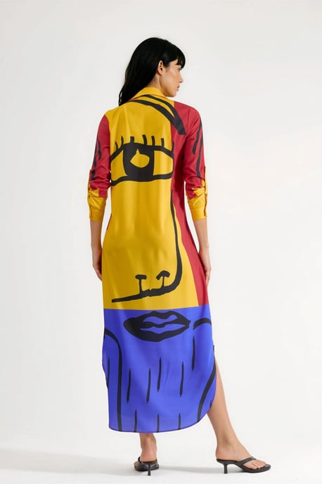 Abstraktes Druck-Maxikleid mit Knopfverschluss - Image 3
