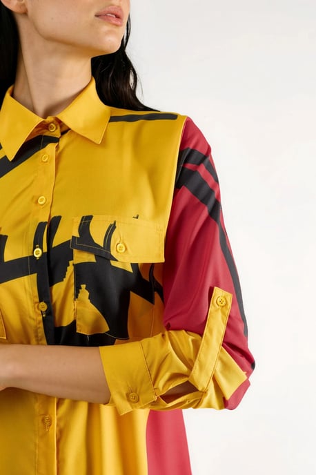 Abstraktes Druck-Maxikleid mit Knopfverschluss - Image 4