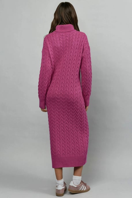 Langarm-Turtleneck-Haarflechter-Strickkleid - Image 2