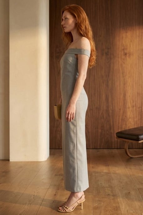 Schulterfreies Bodycon-Maxi-Kleid mit Schlitz - Image 2