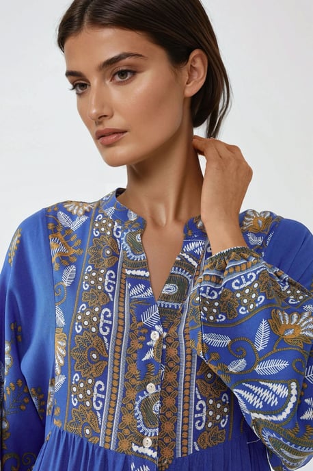 Bedrucktes Langarm-Viskose-Maxi-Kleid - Image 4