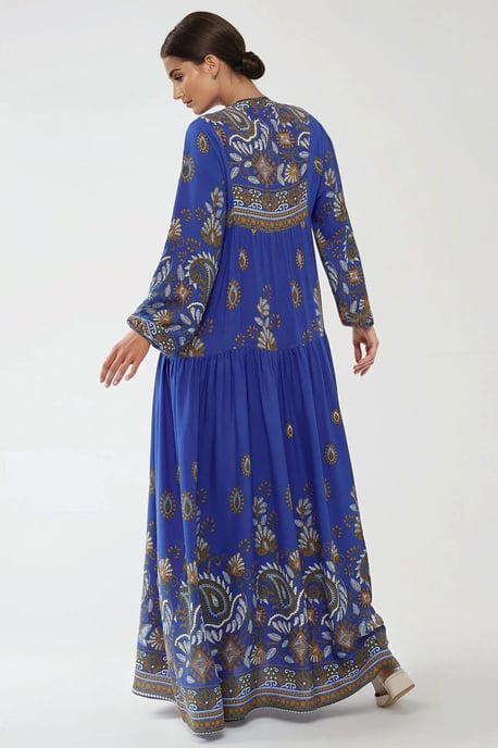 Bedrucktes Langarm-Viskose-Maxi-Kleid - Image 5