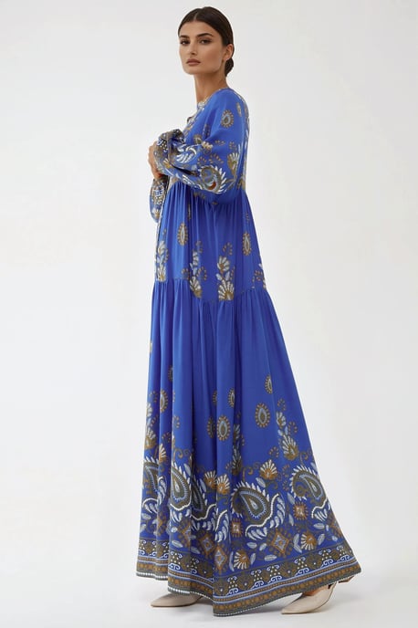Bedrucktes Langarm-Viskose-Maxi-Kleid - Image 6