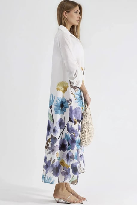 Blumen-Maxi-Kleid mit Hemdkragen und Knopfleiste - Image 4