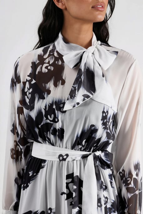 Floral Maxi-Kleid mit Knopfverschluss und Bindeband-Detail - Image 5