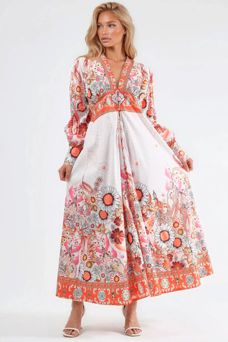 Blumenkleid im Maxistil mit Paneel-Design - Image 1