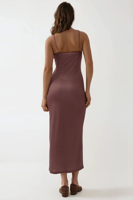 Maxikleid mit quadratischem Kragen und Spitzenverzierungen - Image 4