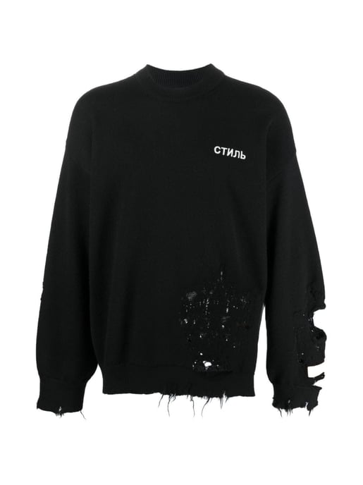 CTNMB Logo Shredded Knit Sweater - Image 1