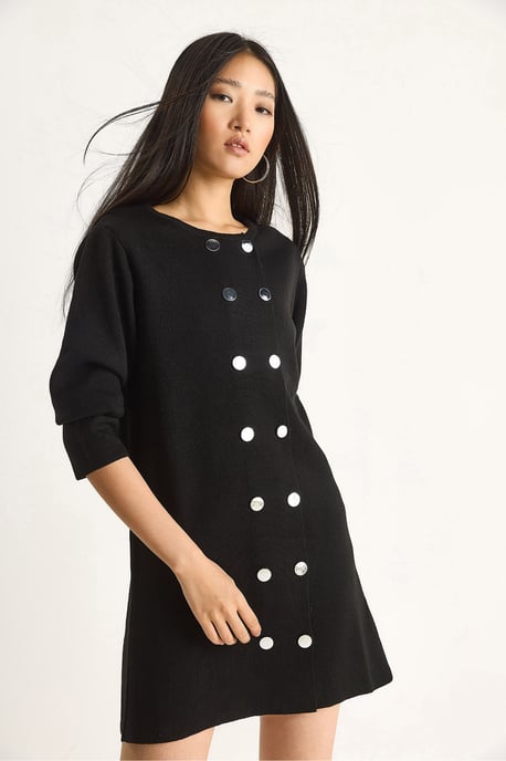 Strick-Minikleid mit Knöpfen - Image 3