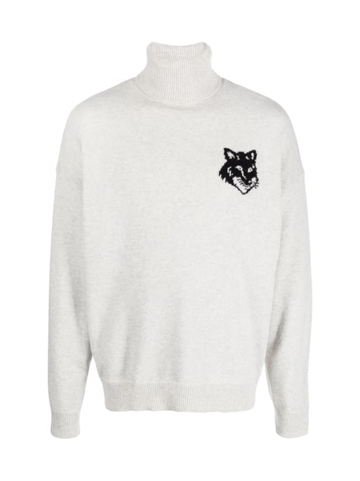 Rollkragenpullover mit Fuchskopf-Intarsienlogo - Image 1