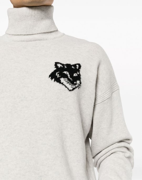 Rollkragenpullover mit Fuchskopf-Intarsienlogo - Image 5