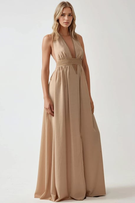 V-Ausschnitt A-Linie Maxi-Kleid - Image 4