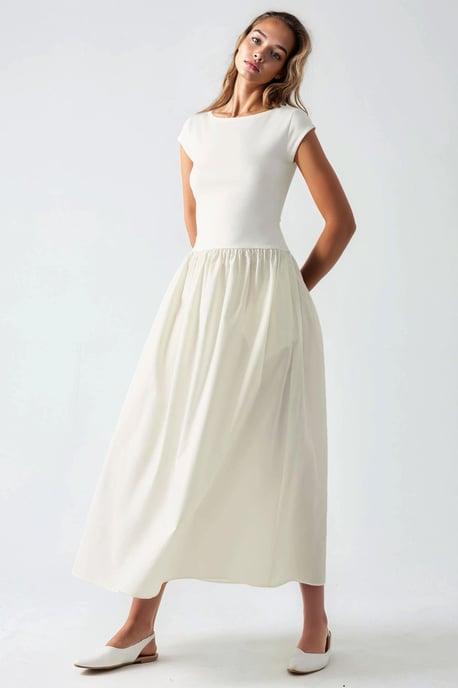 Kontrast Midi-Kleid - Image 5
