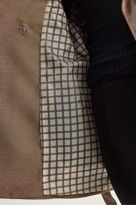 Baumwollmischung Midi-Trenchcoat mit Knopfverschluss - Image 4