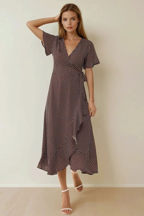 V-Ausschnitt bedrucktes Viskose-Maxi-Kleid - Image 2