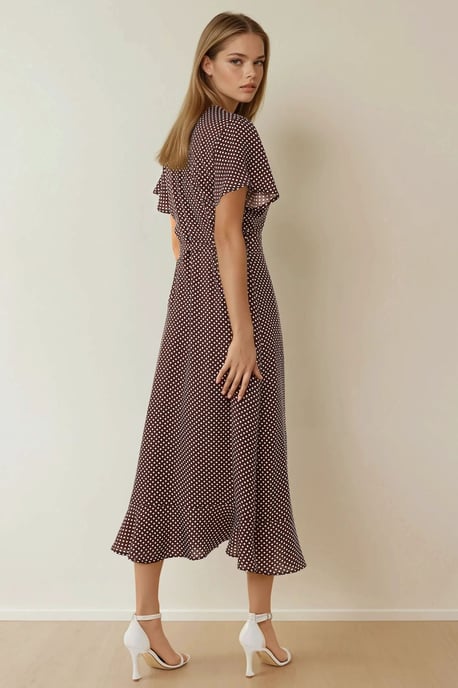 V-Ausschnitt bedrucktes Viskose-Maxi-Kleid - Image 4
