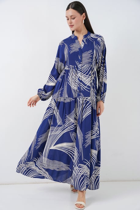 Gemustertes V-Ausschnitt Maxikleid - Image 2