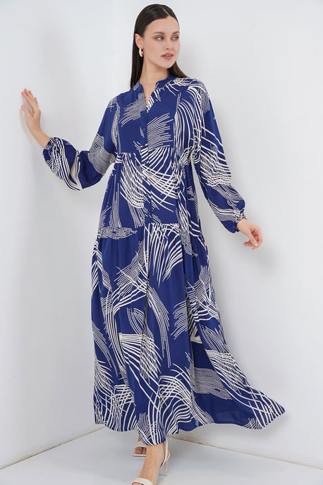 Gemustertes V-Ausschnitt Maxikleid - Image 4