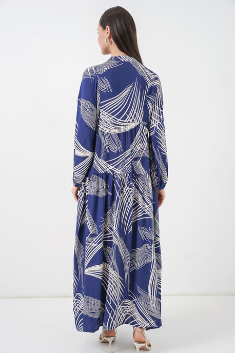 Gemustertes V-Ausschnitt Maxikleid - Image 6