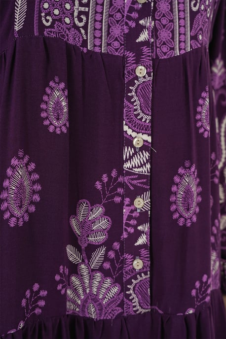 Gemustertes V-Ausschnitt Maxikleid - Image 4