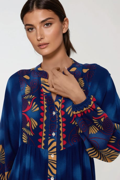 Bedrucktes Viskose-Maxikleid mit langen Ärmeln - Image 3