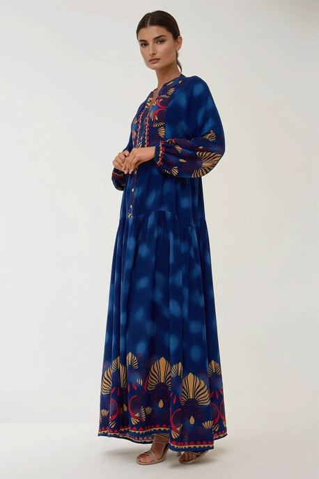 Bedrucktes Viskose-Maxikleid mit langen Ärmeln - Image 4