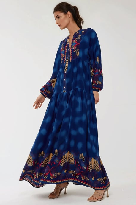 Bedrucktes Viskose-Maxikleid mit langen Ärmeln - Image 5