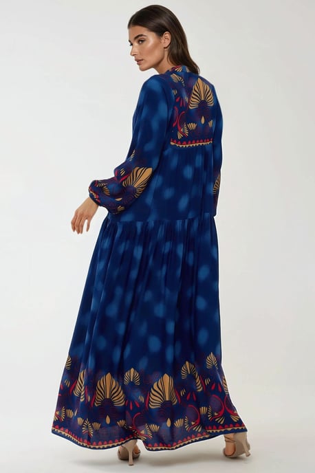Bedrucktes Viskose-Maxikleid mit langen Ärmeln - Image 6