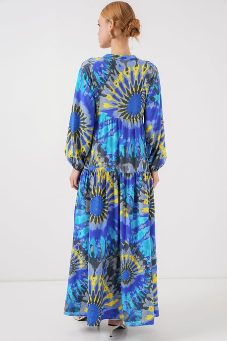 Gedrucktes V-Ausschnitt Maxikleid mit Knopfverschluss - Image 6