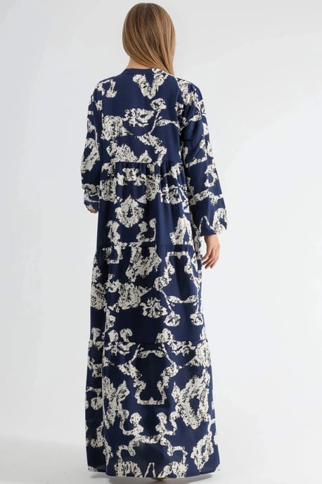 V-Ausschnitt gemustertes Maxikleid mit Knöpfen - Image 3