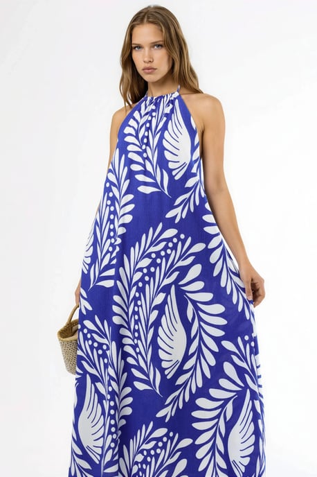 Gemustertes Neckholder-Maxikleid - Image 4