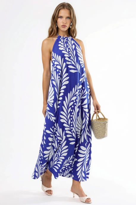 Gemustertes Neckholder-Maxikleid - Image 5