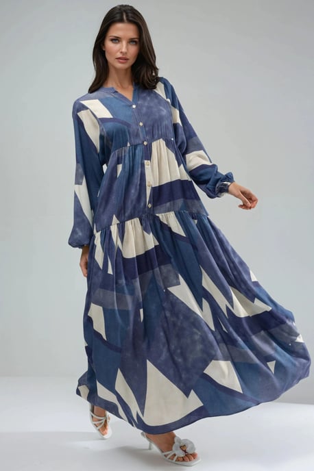 Bedrucktes Langarm-Viskose-Maxikleid - Image 2