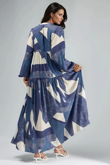 Bedrucktes Langarm-Viskose-Maxikleid - Image 3