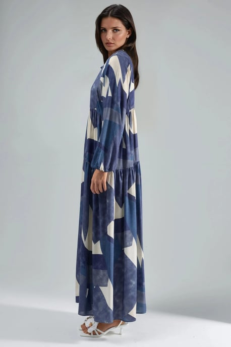 Bedrucktes Langarm-Viskose-Maxikleid - Image 4