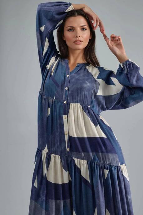 Bedrucktes Langarm-Viskose-Maxikleid - Image 5