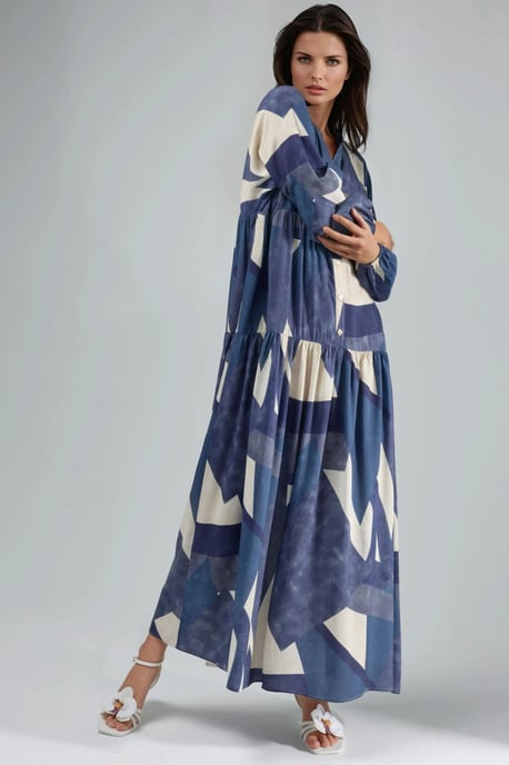 Bedrucktes Langarm-Viskose-Maxikleid - Image 6