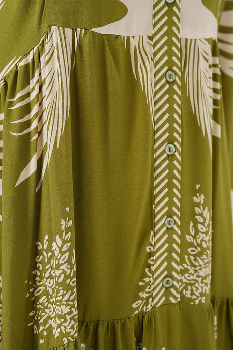 Gemustertes V-Ausschnitt Maxikleid - Image 5