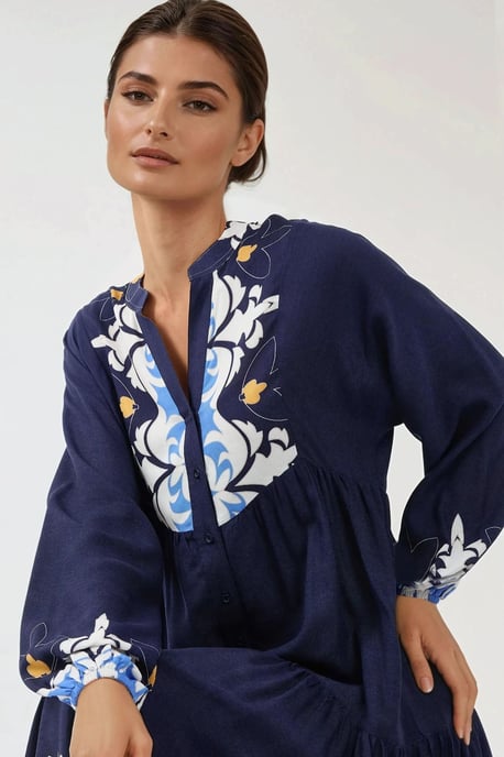 Bedrucktes Langarm-Viskose-Maxi-Kleid - Image 2