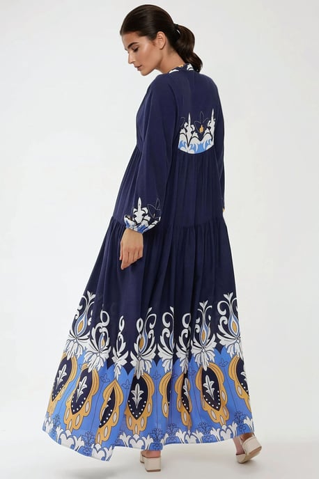 Bedrucktes Langarm-Viskose-Maxi-Kleid - Image 3