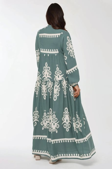 Bedrucktes Langarm-Viskose-Maxi-Kleid - Image 2