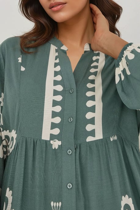 Bedrucktes Langarm-Viskose-Maxi-Kleid - Image 3