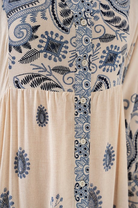 Muster Maxikleid mit V-Ausschnitt und Knopfverschluss - Image 5