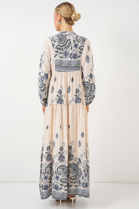 Muster Maxikleid mit V-Ausschnitt und Knopfverschluss - Image 6